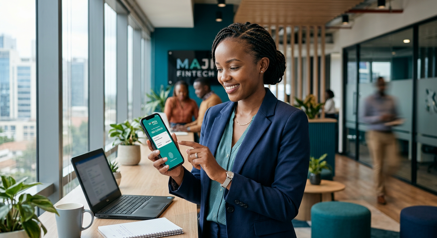 A business professional completing a digital payment on her phone